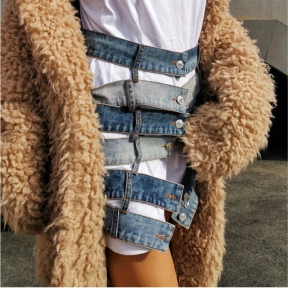 High Waist Patchwork Pencil Skirt - Picture 2 of 5